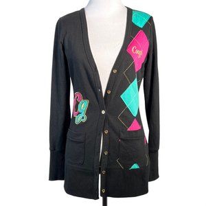 Coogie Urban Cool Cardigan Womans Medium Collegiate Argyle Monogrammed Spellout